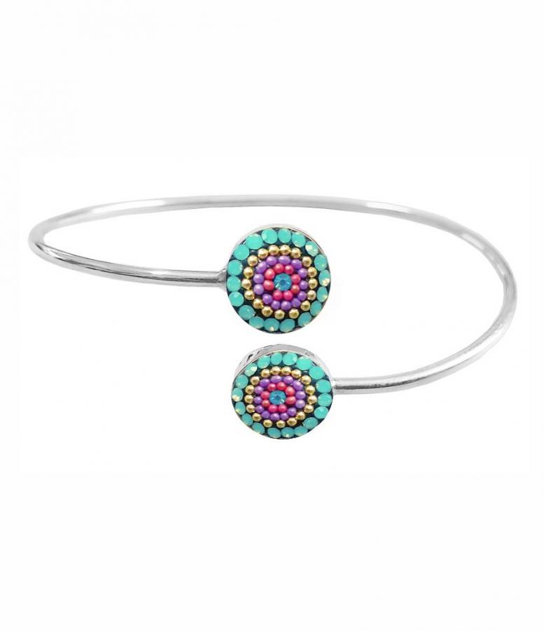 Aqua Dream Twin Blooms Cuff Bracelet